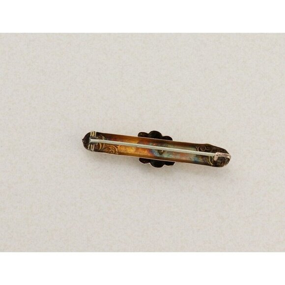 10k Yellow Gold Antique Art Nouveau Diamond Bar Pin - Picture 9 of 9